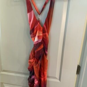 Oh Polly Vibrant Red and Orange Backless Dress